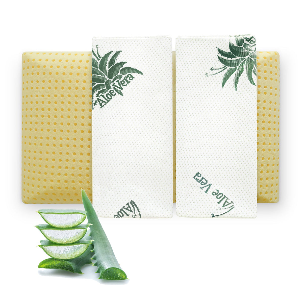 Aloe Vera Visco-Kissen 40x80 cm mit zwei abnehmbaren Bezügen – hygienisch, hautfreundlich und ergonomisch