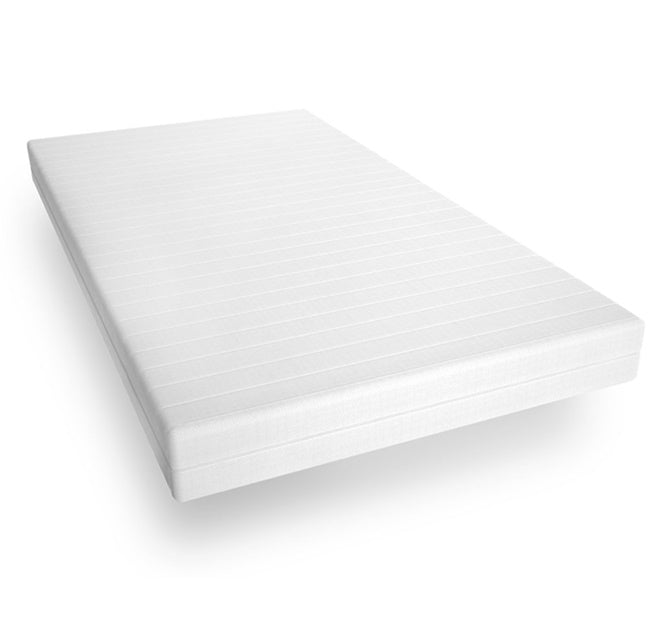 Matratze von oben mit sichtbarem Mikrofaserbezug, ergonomischer 7-Zonen-Aufbau, komfortable Oberfläche, Härtegrade H2 und H3