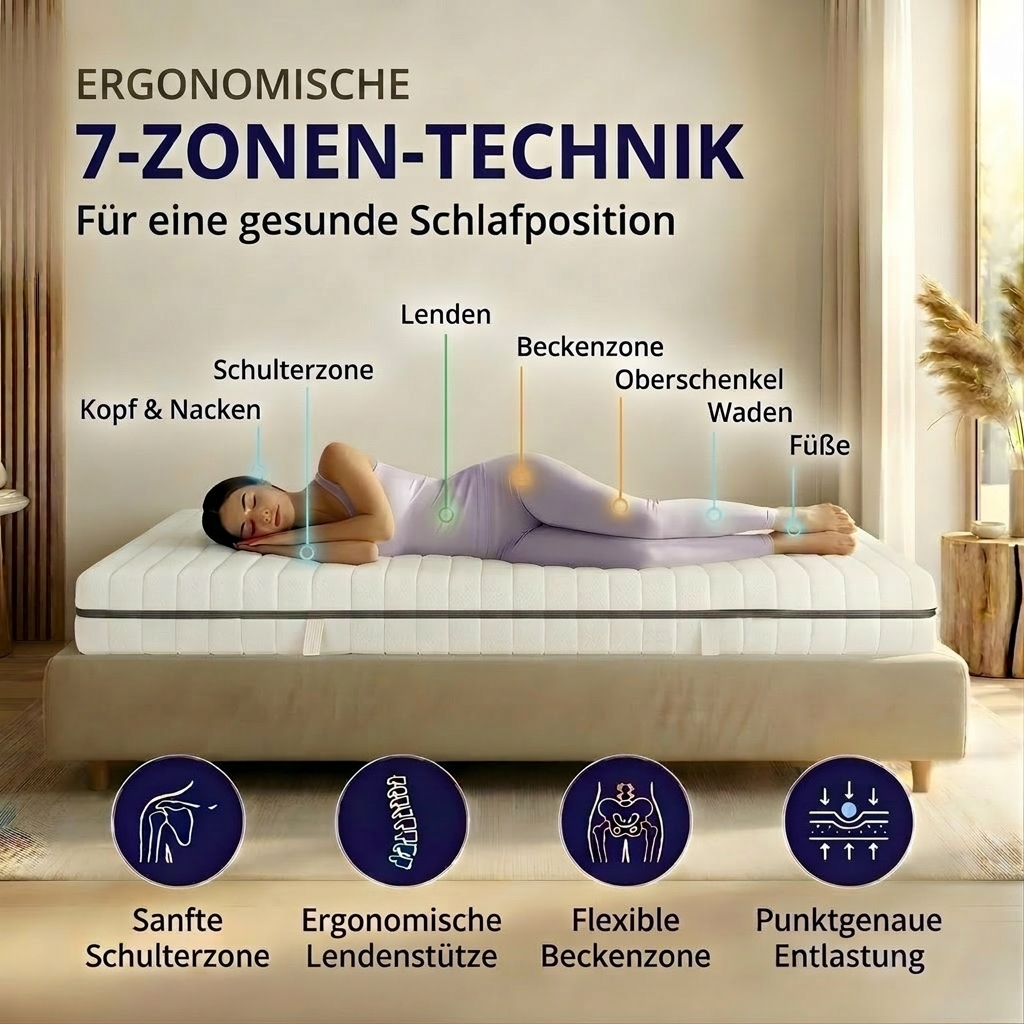 Komfort Plus 25 – Kaltschaummatratze mit 7-Zonen