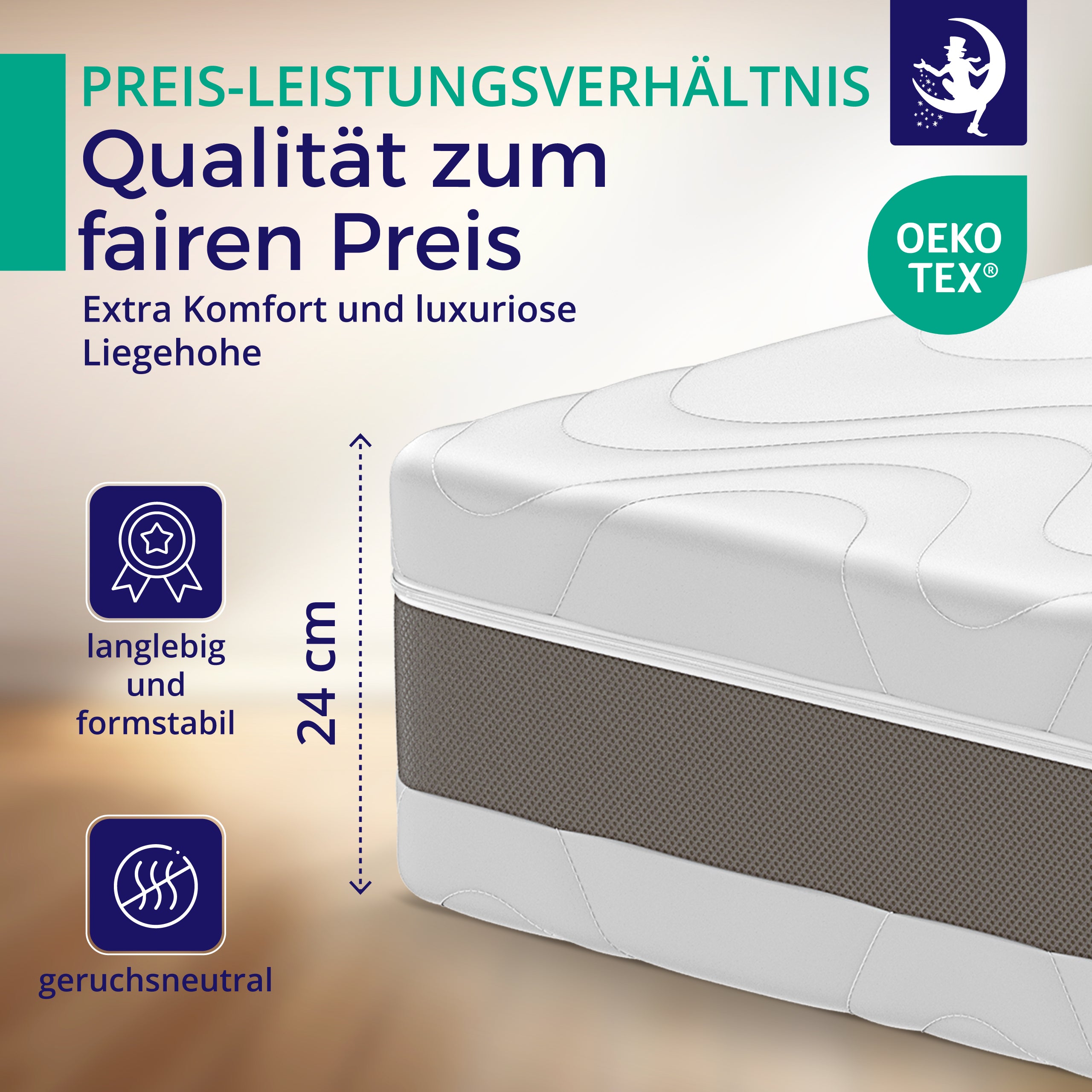 Taschenfederkernmatratze Komfort Plus 24 cm – H2