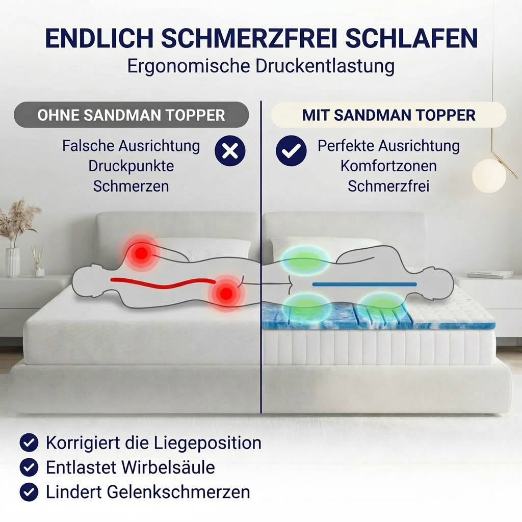 Premium Gelschaum Topper 8cm   Luxus Liegekomfort mit 7 Zonen
