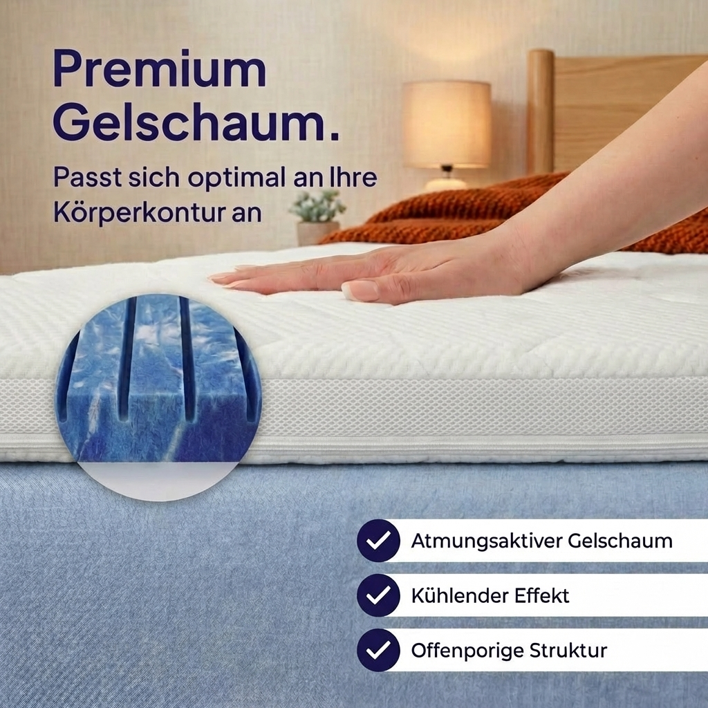 gel topper 7 zonen 8cm premium gelschaum passt sich koerper an atmungsaktiv druckentlastung